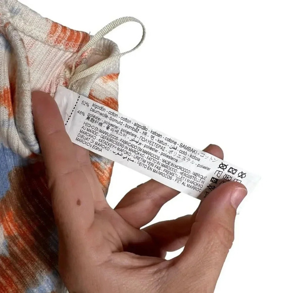 Zara Ribbed Orange and Blue Tie Dye Crop Top Size M NWT - Picture 5 of 6